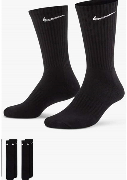 Dri Fit Everyday Cotton Cushioned Crew 3 Pr Siyah Çorap 3 Çift Siyah
