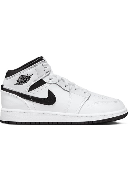 Air Jordan 1 Mıd Leather Sneaker Hakiki Deri Bilekli Günlük Spor Ayakkabı Beyaz