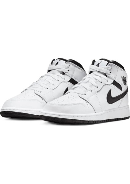 Air Jordan 1 Mıd Leather Sneaker Hakiki Deri Bilekli Günlük Spor Ayakkabı Beyaz modelleri