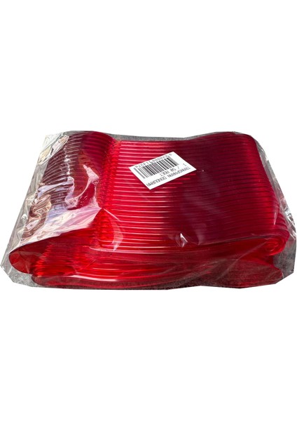 Plastik Şeffaf Kırmızı Sup Kaşık - Tatlı Dondurma Kaşığı - 12.5 cm . - 50 Adetlik Paket