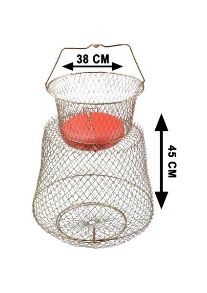 Şamandralı Tel Livar Balık Sepeti 12MM Göz 45X55 cm