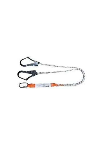 KA341 Çift Kol Şok Emicili Lanyard Statik Halatlı Karabinalı Büyük Kancalı