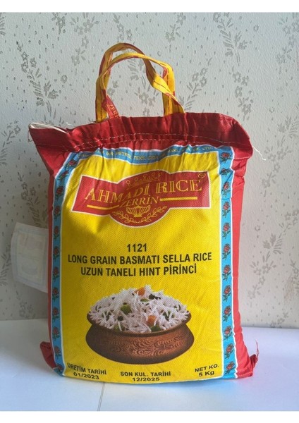 Ahmadi Zerrin Rice 1121 Uzun Iri Taneli Basmati Hint Sella Pirinci 5 kg