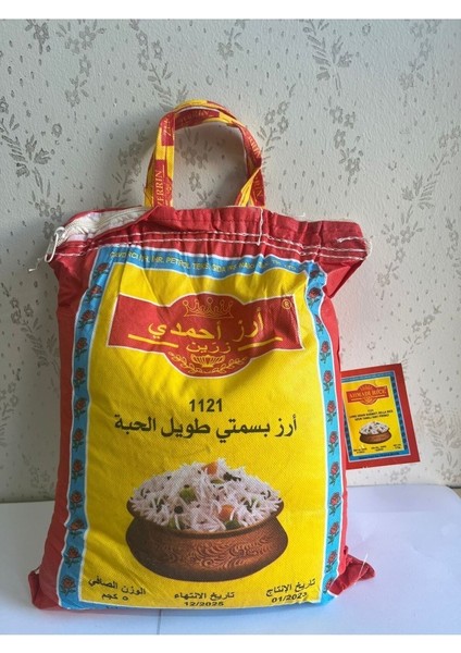 Ahmadi Zerrin Rice 1121 Uzun Iri Taneli Basmati Hint Sella Pirinci 5 kg
