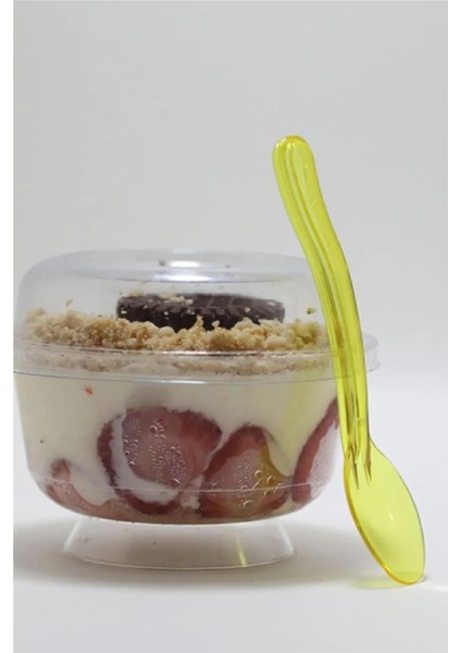 Plastik Şeffaf Sarı Sup Kaşık - Tatlı Dondurma Kaşığı - 12.5 cm . - 50 Adetlik 5 Paket