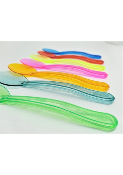Plastik Şeffaf Sarı Sup Kaşık - Tatlı Dondurma Kaşığı - 12.5 cm . - 50 Adetlik 5 Paket