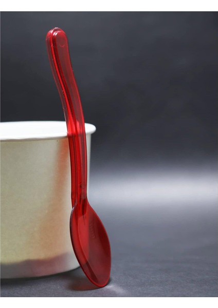 Plastik Şeffaf Kırmızı Sup Kaşık - Tatlı Dondurma Kaşığı - 12.5 cm . - 50 Adetlik 3 Paket fiyatları