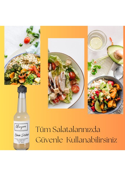 Elma Sirkesi Cam Şişe 250 ml Olivyum %100 Doğal Üründür Köy Ürünüdür.