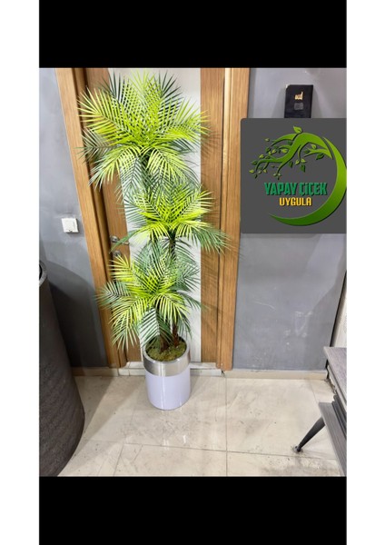 Gri Renkli 3 Gövdeli Yapay Ağaç Saksısı, Beyaz Gümüş Metal, 151-200 cm fiyatları