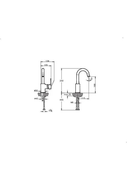 A42877 Nora S Lavabo Bataryası (Döner Borulu - Yüksek)