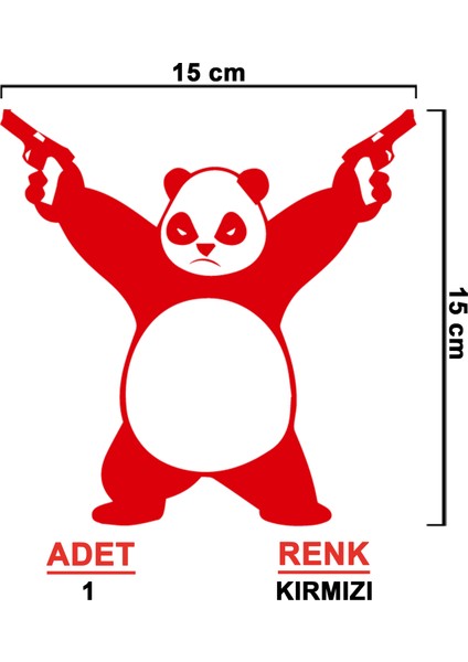Silahlı Panda Sticker - Silah Sticker - Oto Sticker - Araba Sticker - Araç Sticker - Cam Sticker