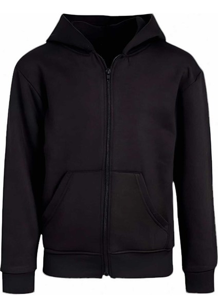Çocuk Unisex Pamuklu Kapüşonlu Fermuarlı Sweatshirt