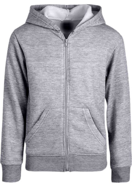 Çocuk Unisex Pamuklu Kapüşonlu Fermuarlı Sweatshirt