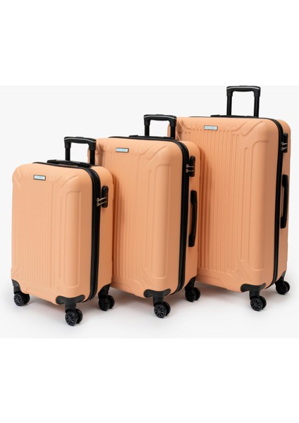 Skyline Turuncu Abs Tekerlekli Kabin Orta ve Büyük Boy 3'lü Valiz Seti