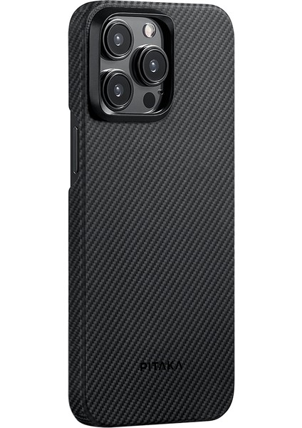 iPhone 15 Pro Max Telefon Kılıfı Magsafe Uyumlu 600D Aramid Fiber Pitaka Ultra-Slim Siyah-Gri