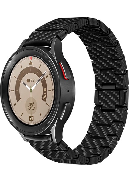 Modern Serisi Karbon Fiber Galaxy Watch 5 44MM Uyumlu Kordon Black-Grey Twill