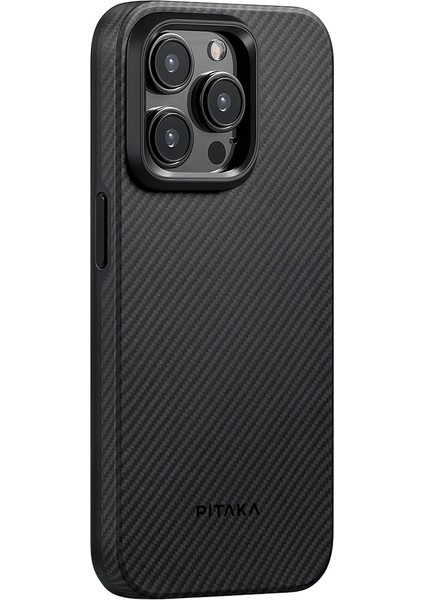 iPhone 15 Pro Max Telefon Kılıfı Magsafe Uyumlu 600D Aramid Fiber Pitaka Military-Grade Siyah-Gri