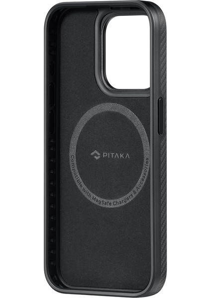 iPhone 15 Pro Max Telefon Kılıfı Magsafe Uyumlu 600D Aramid Fiber Pitaka Military-Grade Siyah-Gri indirimleri