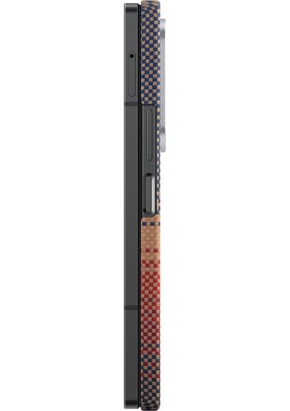 Galaxy Z Fold 6 Kılıf Magsafe Şarj Özellikli Aramid Fiber Pitaka Tactile Woven Sunset Kahverengi