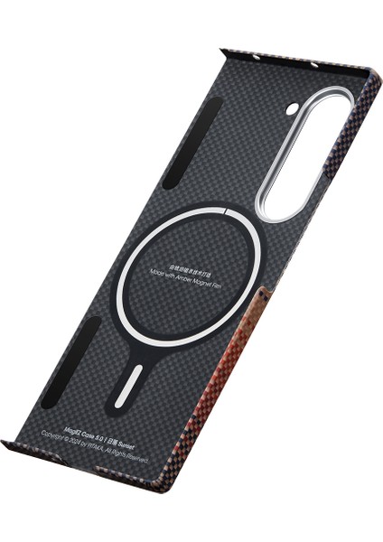 Galaxy Z Fold 6 Kılıf Magsafe Şarj Özellikli Aramid Fiber Pitaka Tactile Woven Sunset Kahverengi