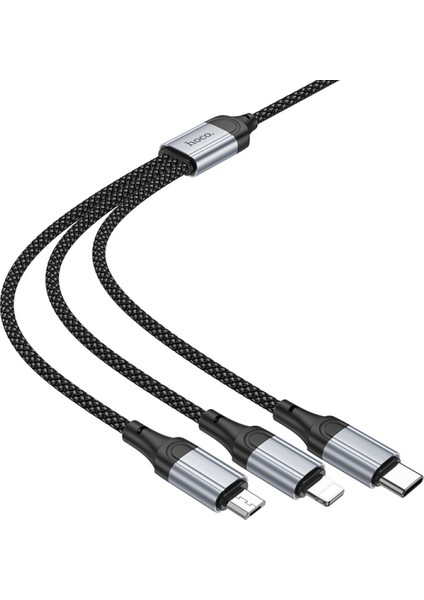 X102 Fresh 1m 2.4A 3in1 USB To Type-C / Lightning ve Micro Çıkışlı Hızlı Şarj Data Kablosu