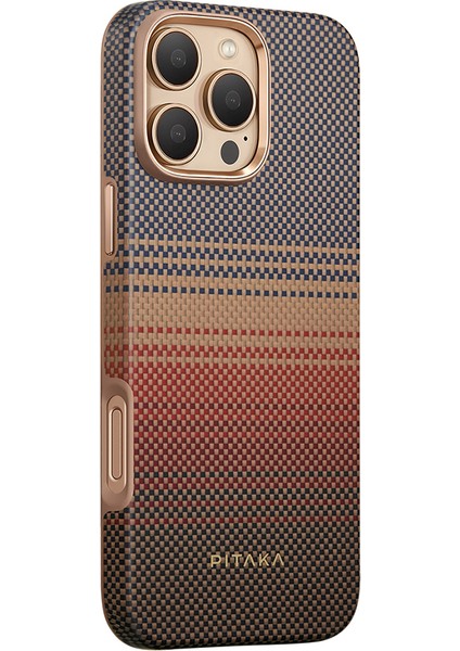 iPhone 16 Pro Telefon Kılıfı Magsafe Uyumlu Aramid Fiber Pitaka Sunset-Moonrise Serisi Kahve