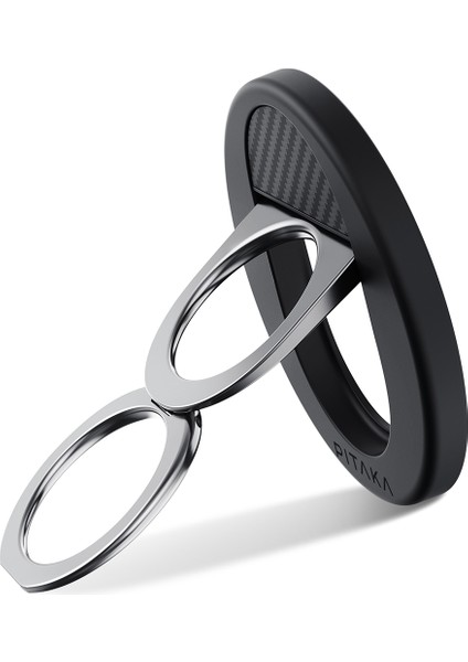 600D Aramid Fiber Black-Grey Twill Magez Grip 3 Magnetik Ring Stand Telefon Tutucu Siyah-Gri