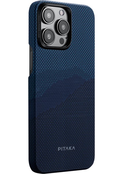 iPhone 15 Pro Max Telefon Kılıfı Magsafe Uyumlu Aramid Fiber Pitaka Tactile Woven Starpeak Seri Mavi
