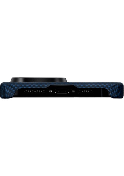 iPhone 15 Pro Max Telefon Kılıfı Magsafe Uyumlu Aramid Fiber Pitaka Tactile Woven Starpeak Seri Mavi modelleri