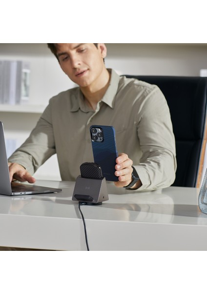 iPhone 15 Pro Max Telefon Kılıfı Magsafe Uyumlu Aramid Fiber Pitaka Tactile Woven Starpeak Seri Mavi indirimleri