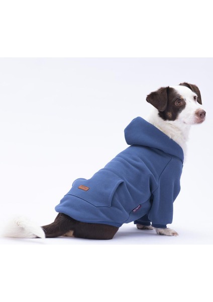 Lacivert Kanguru Cepli Kedi-Köpek Hoodie- Sweatshirt Kedi Köpek Kıyafeti