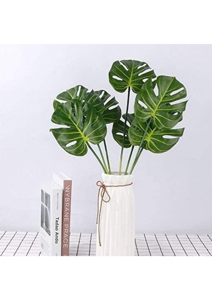 Yapay Monstera 7 Dallı 65cm Yeşil Salon Çiçeği, Renkli ve Şık Dekoratif Bitki