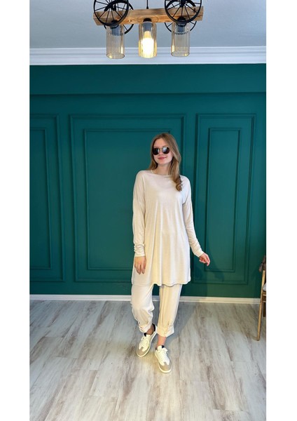 24181 Süprem Penye Tunik-Bej modelleri