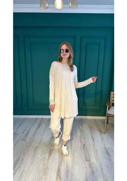 24181 Süprem Penye Tunik-Bej fırsatları