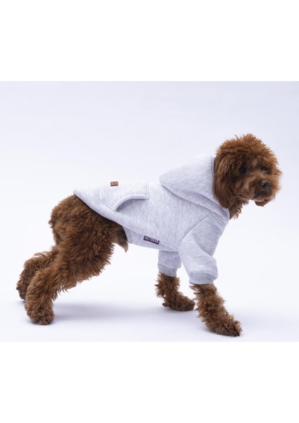 Gri Kanguru Cepli Kedi-Köpek Hoodie- Sweatshirt Kedi Köpek Kıyafeti modelleri