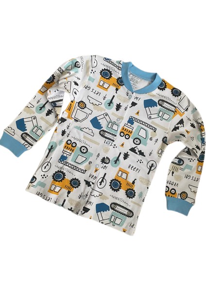 Erkek Çocuk Çıtçıtlı Pijama Takımı (3-6 YAŞ) Pamuktan Araba Desenli modelleri