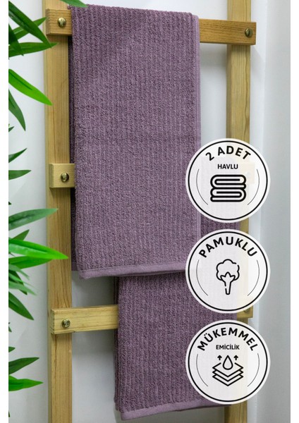 Line Luxury 2li El Yüz Havlusu 50x90 - Mürdüm