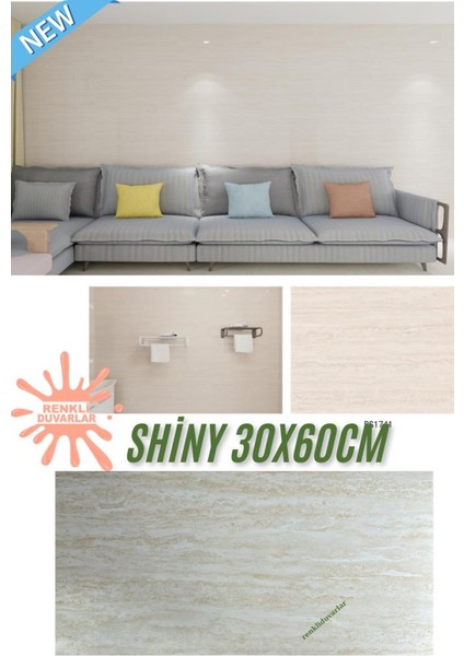 BS1741 Kendinden Yapışkanlı 1ADET 30X60CM Mermer Desenli Esnek Karavan Banyo Wc Duvar Kaplama Paneli