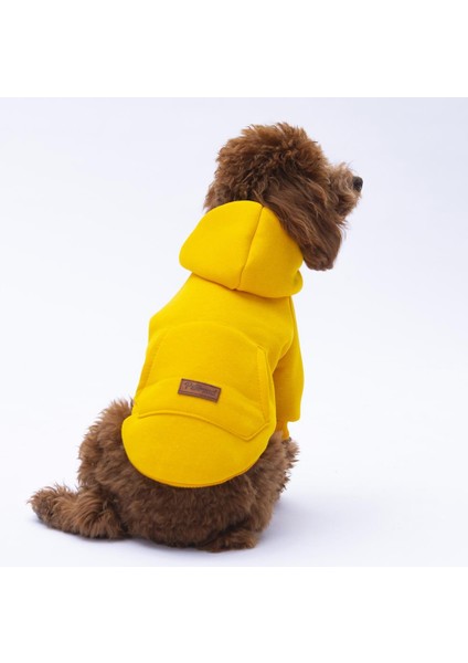 Sarı Kanguru Cepli Kedi-Köpek Hoodie- Sweatshirt Kedi Köpek Kıyafeti fiyatları