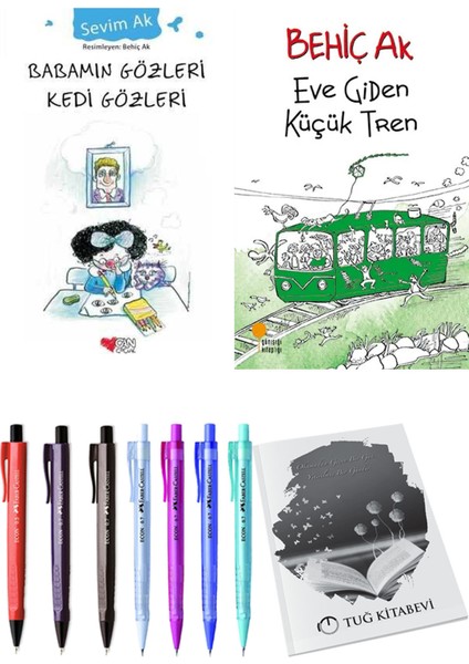 Eve Giden Küçük Tren ve Babamın Gözleri Kedi Gözleri 2'li Set - Kalem