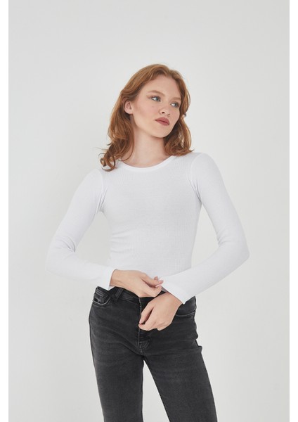 Kadın Bisiklet Yaka Uzun Kollu Fitilli Bluz modelleri