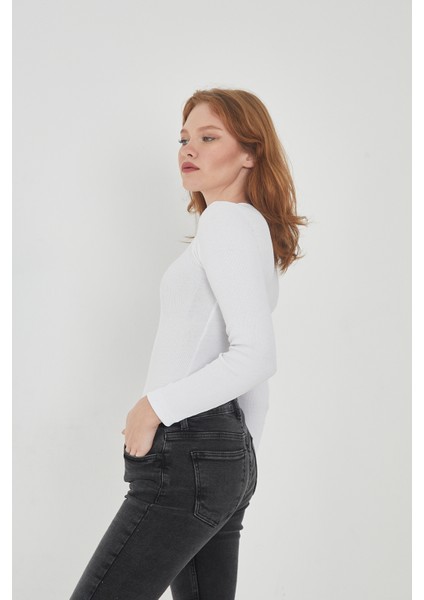 Kadın Bisiklet Yaka Uzun Kollu Fitilli Bluz fırsatları