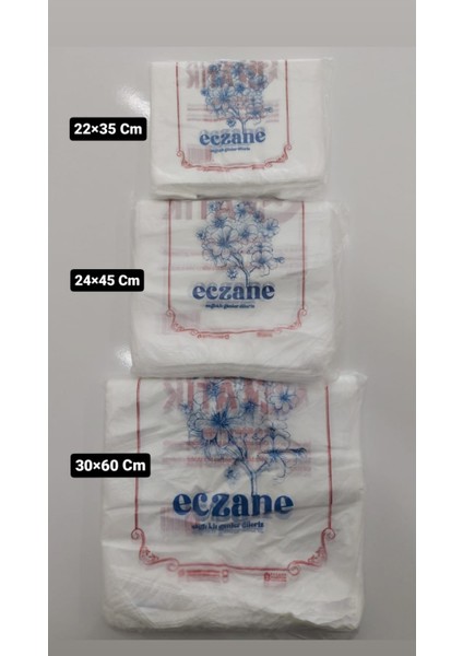 1000 Adet - 22×35 cm Küçük Boy Atlet 14 cm Yan Körük Eczane Poşeti