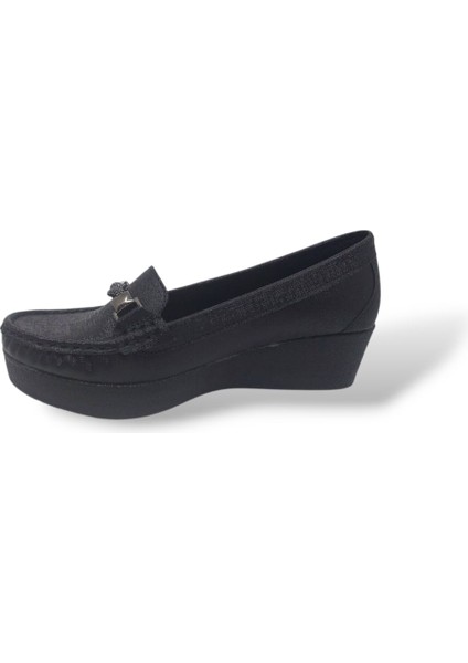 Ceylanlar 110 Kadın Siyah Pırıltılı Taşlı Dolgu Topuk Ayakkabı modelleri