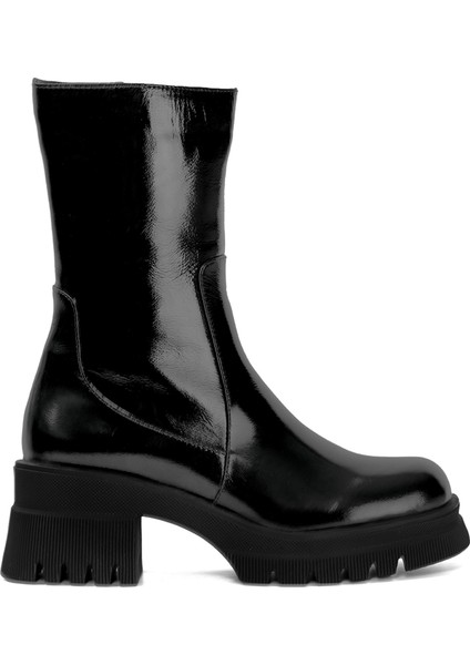 Elit DK2317 Kadın Deri Topuklu Bot Siyah