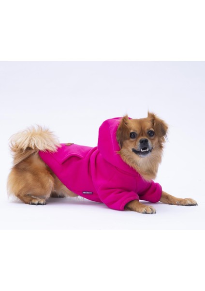 Pembe - Fuşya Kanguru Cepli Kedi-Köpek Hoodie- Sweatshirt Kedi Köpek Kıyafeti