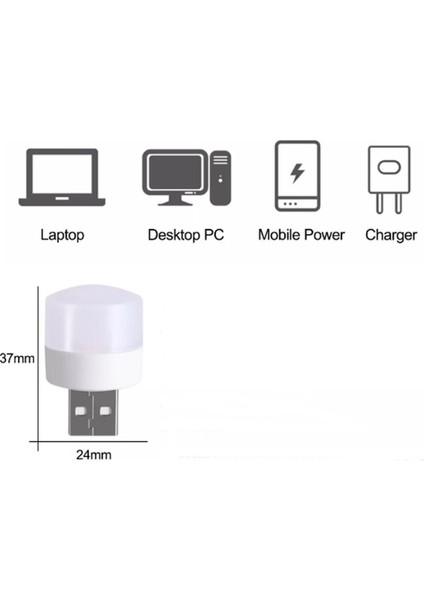 Mini Ampul 1W USB LED Işık-Tüm USB Lere Uyumlu Powerbank Laptop Pc Uyumlu/ 2 Adet Beyaz
