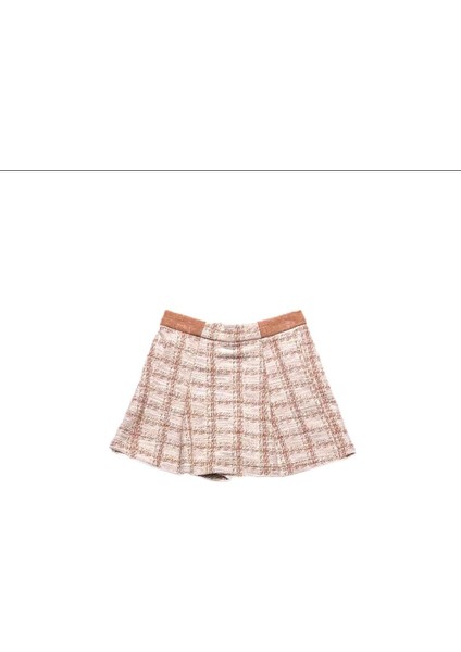 Kız Çocuk Ekose Dokuma Şort Etek