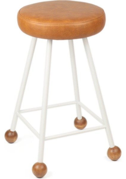 Tabure Sandalye Bar Taburesi Taba Suni Döşeme Oturma Yeri Beyaz Demir Ahşap Topuz fırsatları