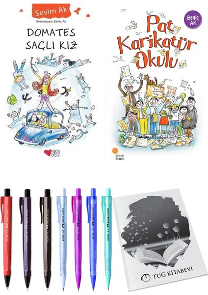 Pat Karikatür Okulu ve Domates Saçlı Kız 2'li Set - Kalem